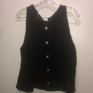 ANN TAYLOR-VELOUR/VELVET LOVELY SLEEVELESS TOP W/6 RHINESTONE BUTTONS